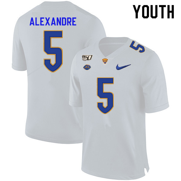 2019 Youth #5 Deslin Alexandre Pitt Panthers College Football Jerseys Sale-White